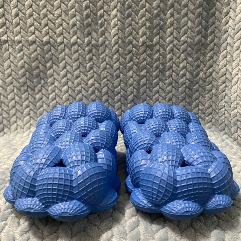 Blue Textured Slide Sandals